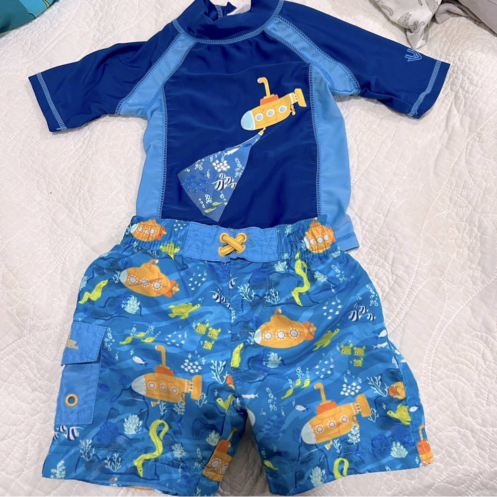 UV SkinZ Boys 2 piece Swim Set Size 12-18 months